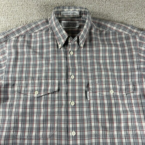 Vintage Levi's Silver Label Plaid Button Up Shirt White Gray Red Men’s Size M - Picture 2 of 7